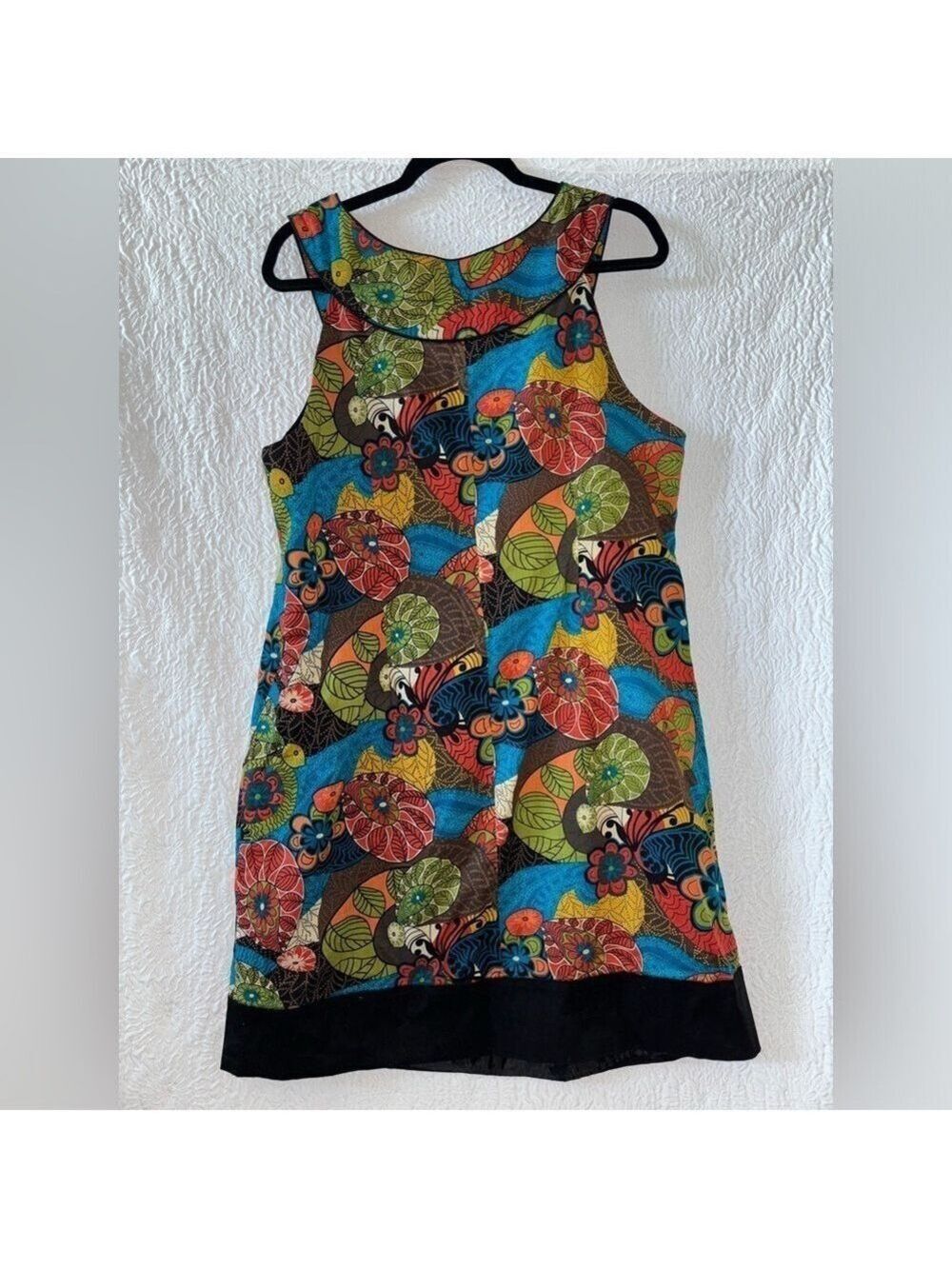 Signature by Robbie Bee Sleeveless Scoop Neck Floral Print Bead Artsy Midi Dress - Picture 3 of 6